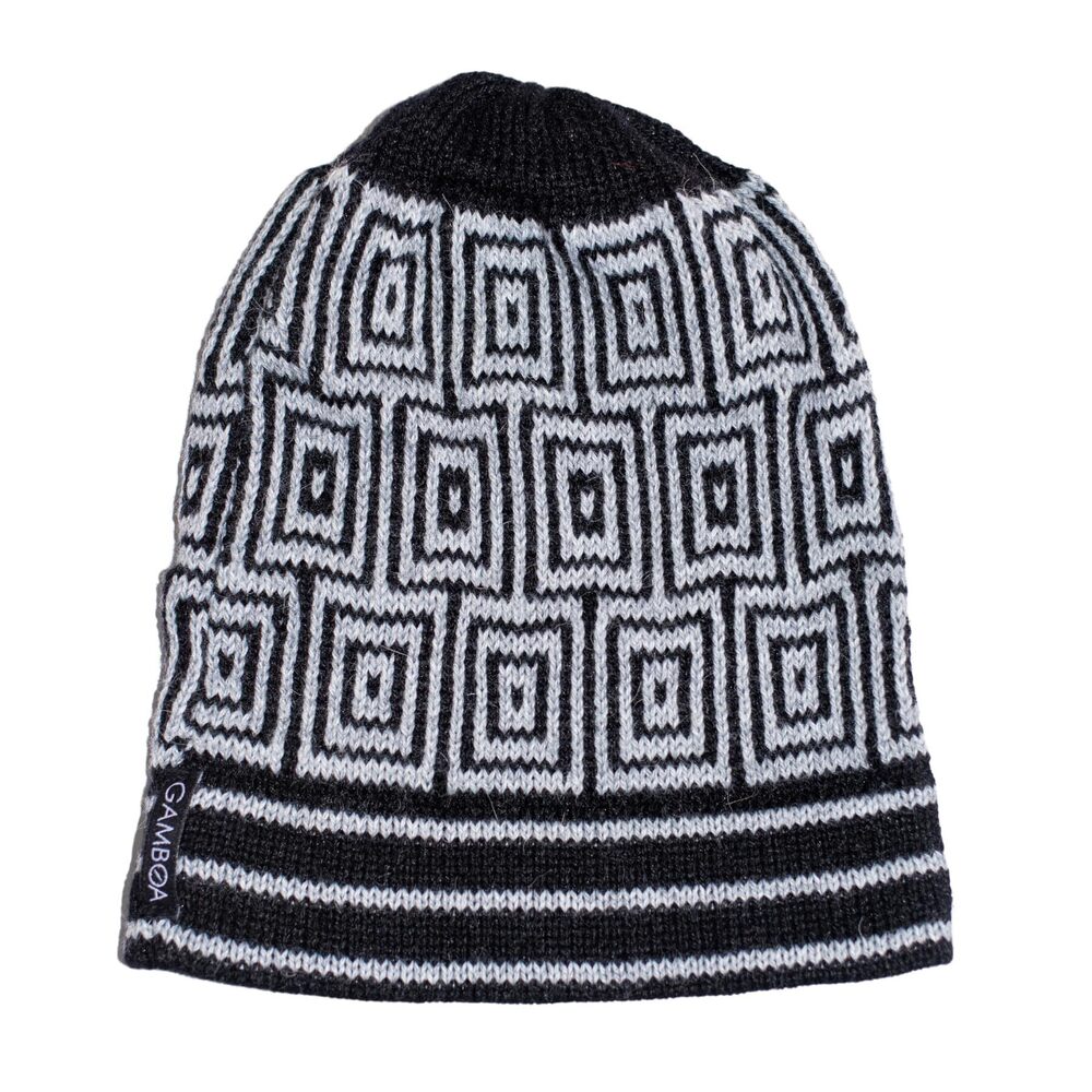 9186 Alpaca Hat Winter Beanies Warm Wool Peruvian Beanie Cap Black